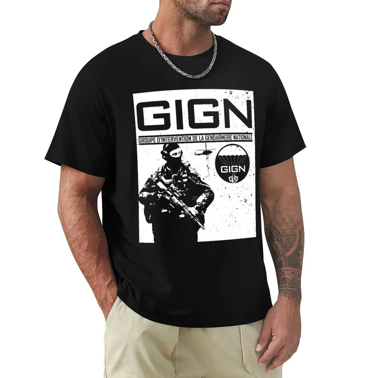 New Edition Heavyweights Mens T Shirts GIGN Elite Forces Gendarmerie Intervention Group T-Shirt Men Clothing Funny New