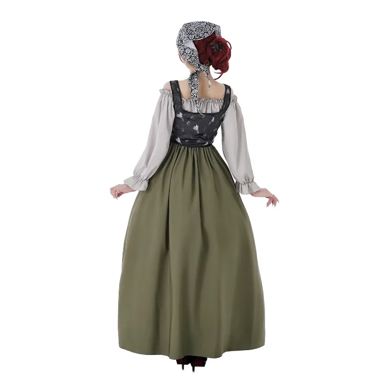 2025 New Halloween Medieval Renaissance Women's Long Sleeved Dress Beer Festival Performance Costume Palace Style Stage Play