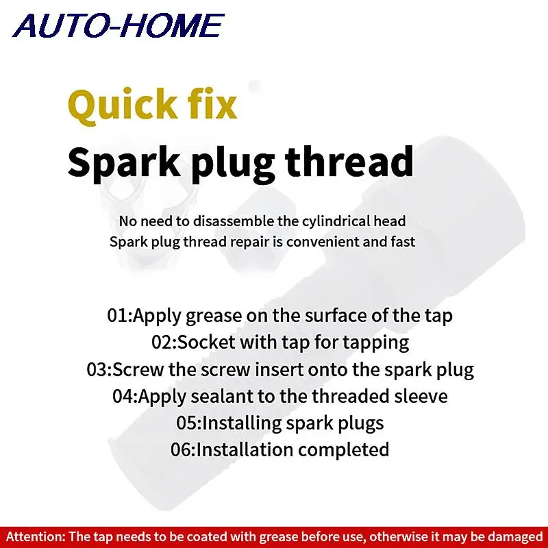 Spark Plug Thread Repair Kit 14mm Car Cylinder Thread Repair Tool Spark Plug Rethreader Kit M14 x 1.25