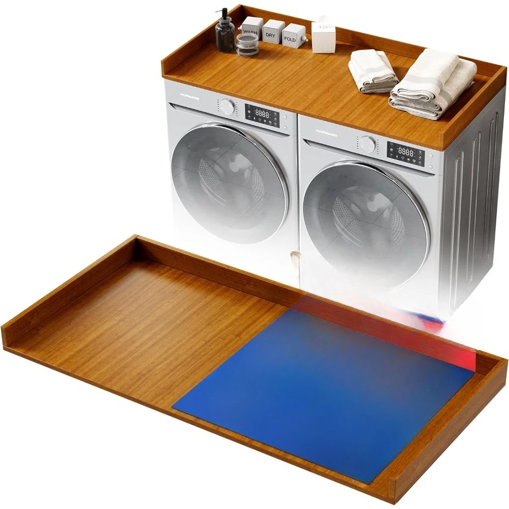 عرض ساخن! سطح طاولة مجفف الغسالة، وسادات مضادة للانزلاق، سهلة التنظيف، أساسيات غرفة الغسيل والديكور، سطح خشبي لمجفف الغسالة، 27.5 بوصة × 54 بوصة #2