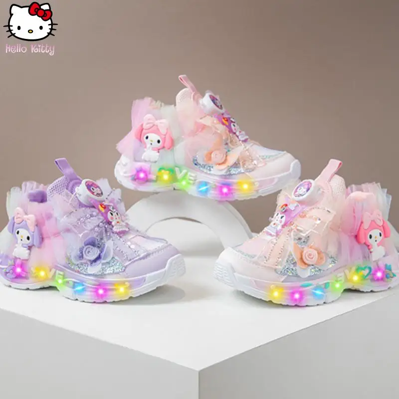 

Kawaii обувь для маленьких девочек Sanrio Kuromi подростковая спортивная обувь с героями мультфильмов аниме осенние новые детские легкие туфли для папы Melody