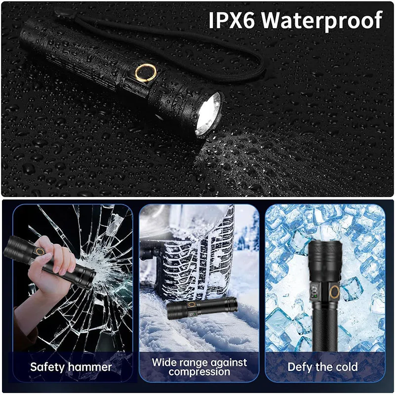 مصباح يدوي صغير محمول LED من الألومنيوم USB مصباح شعلة قابل لإعادة الشحن مدمج ببطارية 18650 ضوء عمل محمول للتخييم #5