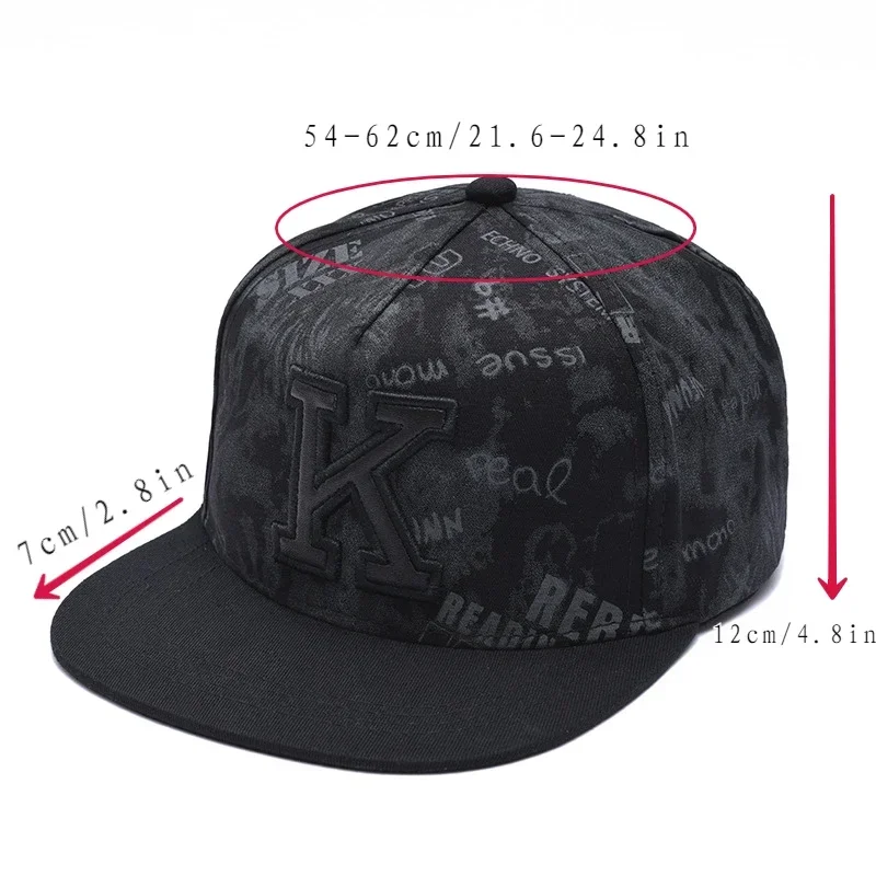 Nowy modny haft bawełniany czapka typu Snapback z płaska czapka bejsbolówka K dla mężczyzn z epoki czapka w stylu Hip-Hop zapinany na słońce