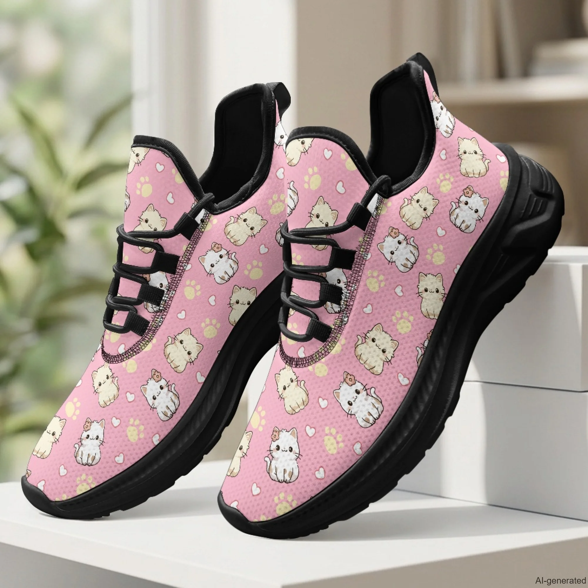 XIXIRIMIDO Womens Walking Shoes Cute Cat Print Football Sneakers Mens Gym Sports Casual Fashion Shoes Trainers Shoes 35-48
