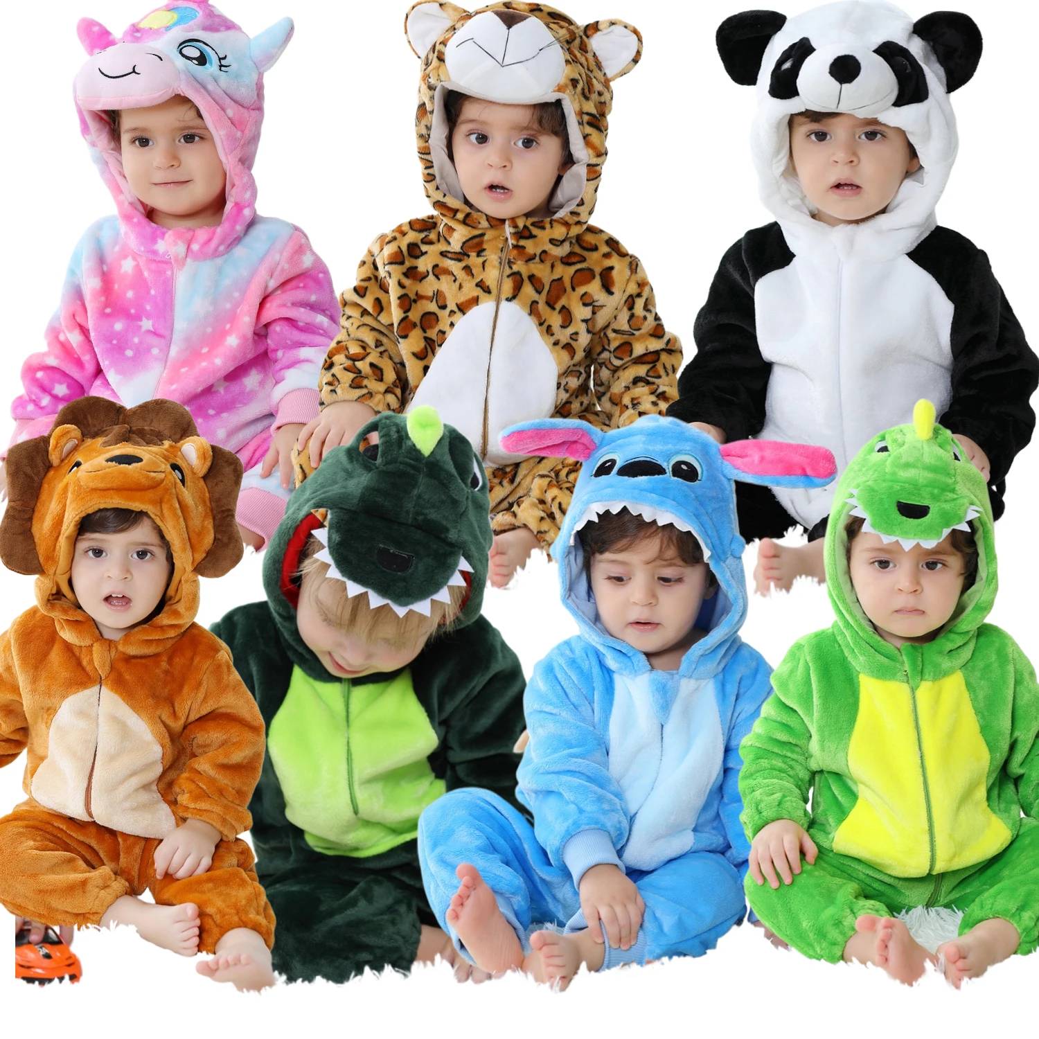 Baby Kigurumi Stitch Dinosaur Panda Cartoon Romper Infant Kids Toddler Clothes Girls Boys Cosplay Pyjamas Costumes For Christmas