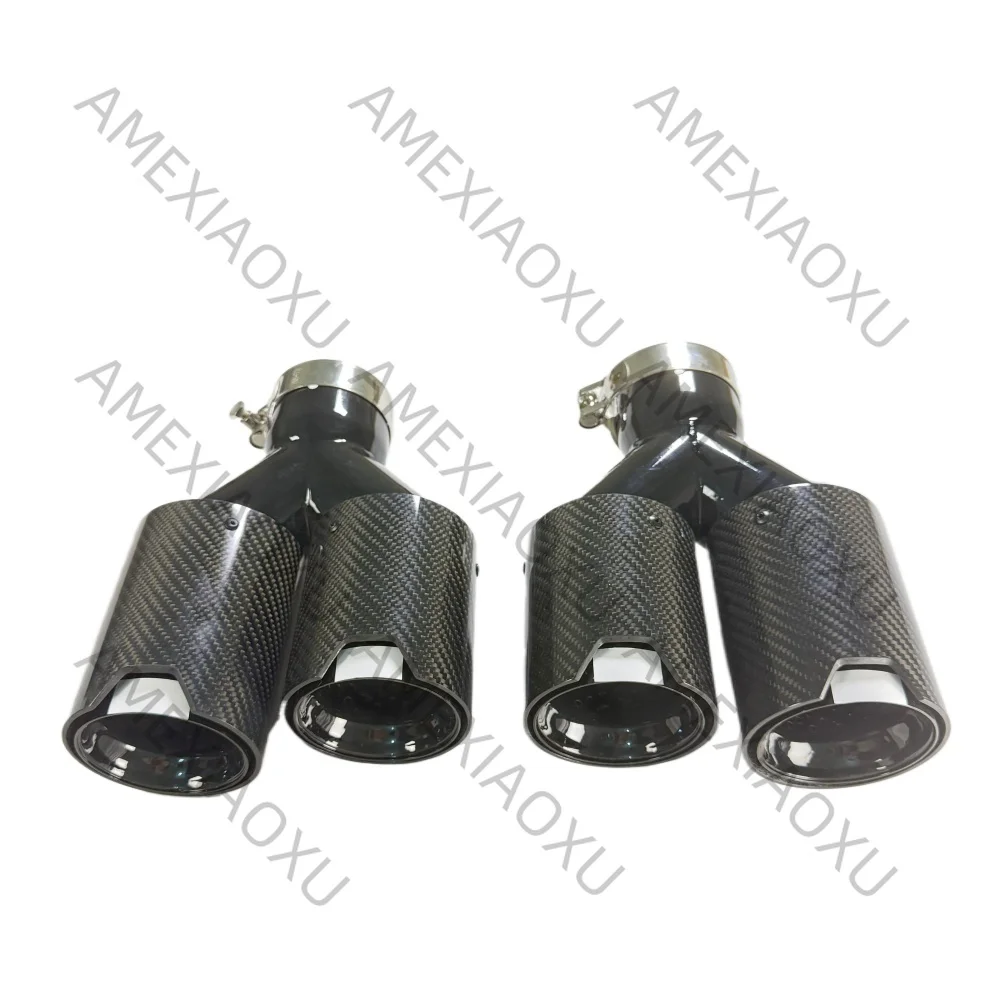 Dual Carbon Fiber M Performance Exhaust Pipe End Tips Universal Fit for BMW 5 Series F10 X3 F25 X4 F26 X5 F15 X6 F16 - Pair