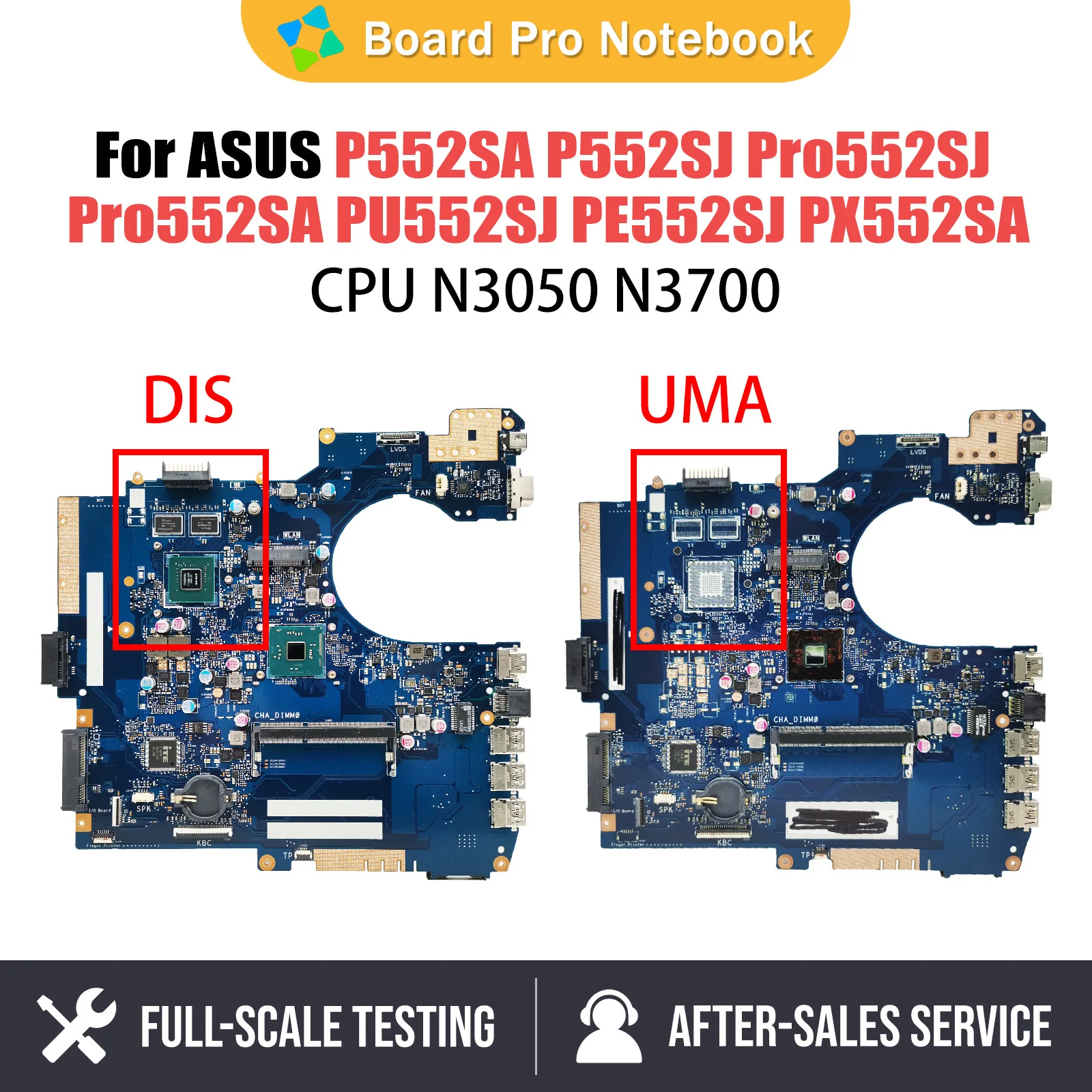 

Notebook Mainboard For Asus P552SA Pro552SJ Pro552SA PX552SA PU552SJ PE552SJ Laptop Motherboard With N3050 N3700 CPU GT920M V2G