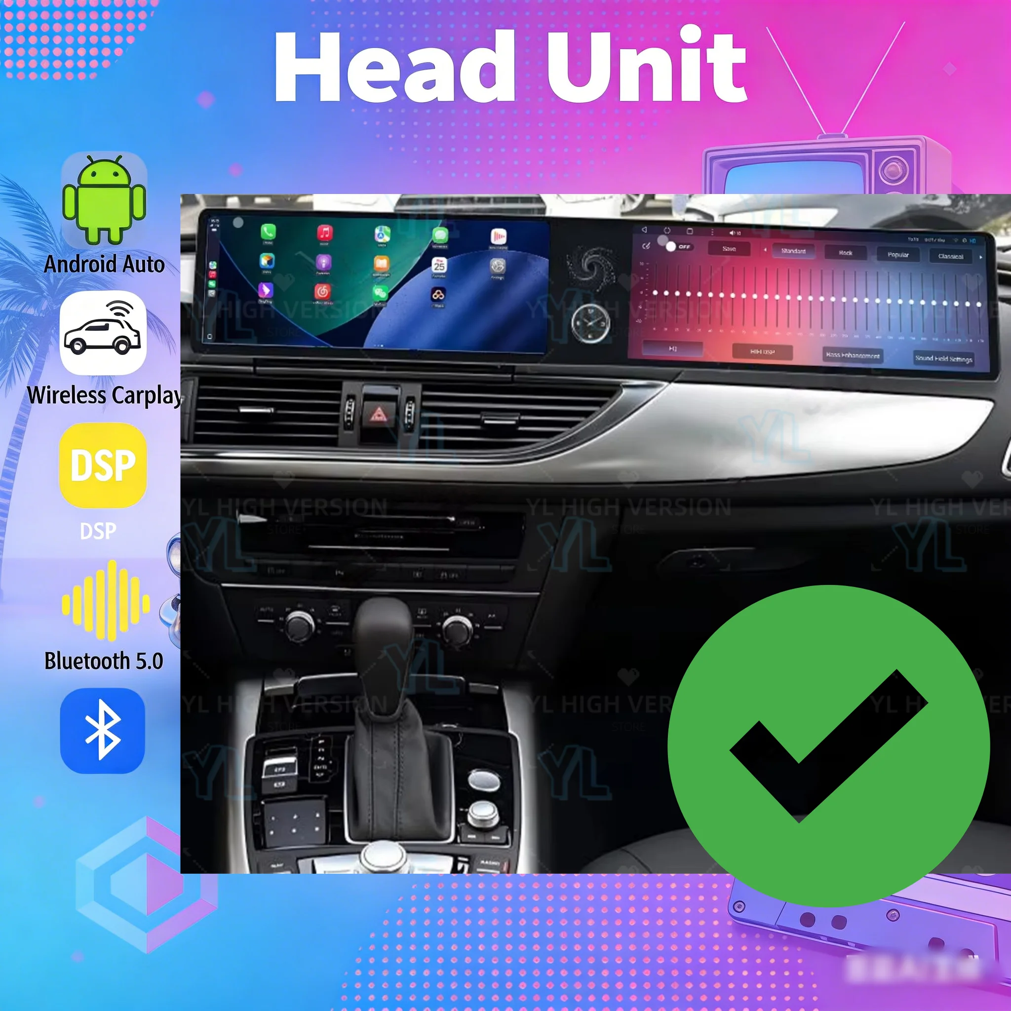 

NEW Dual Screen 12.3 "Android 13 For Audi A6 A6L 2013-2018 GPS Navigation Wireless Carplay Car Radio Touch Screen 4G Auto Stereo