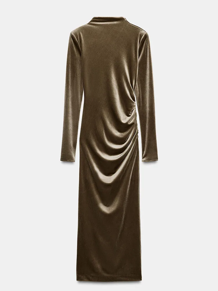 Faionable Ele Doce Sexy Inverno Nova Chegada das Mulheres Dr Acolchoado oulder Plissado Cintura Alta Longo Vestido de Noite