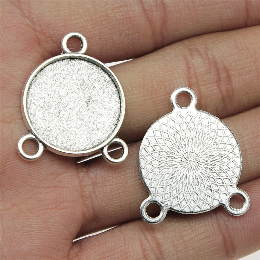 Fit 8mm 10mm 12mm 14mm 16mm 18mm 20mm 25mm 30mm Round 3 Holes Connector Style Pendant Base Jewelry Making Accessories