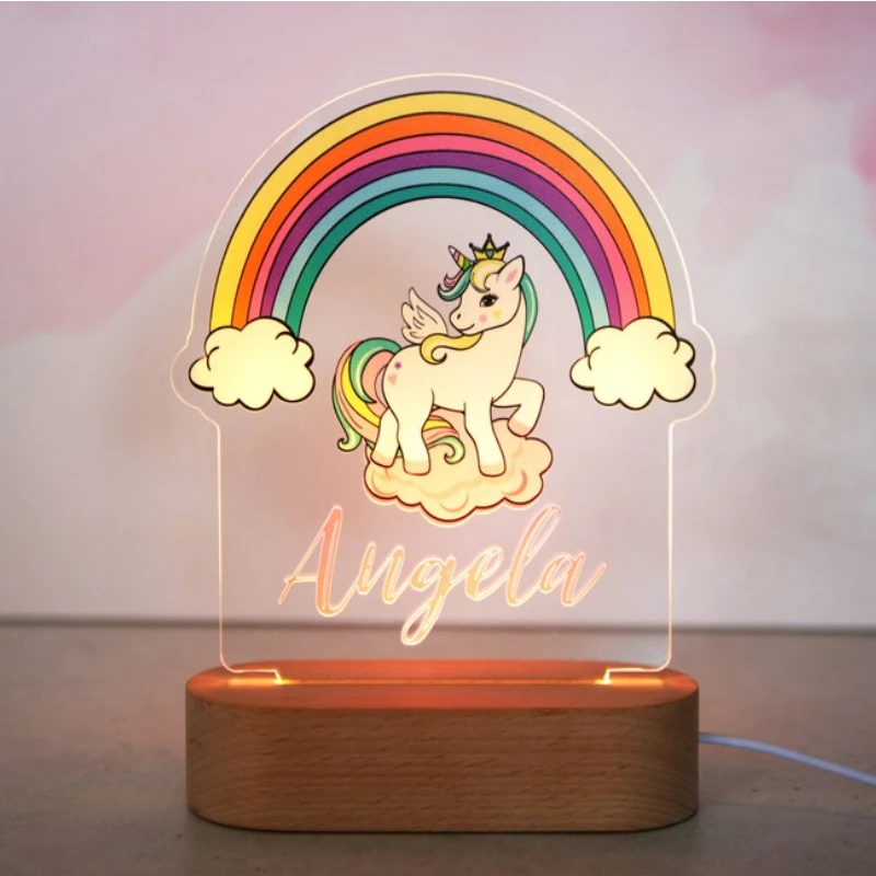 Rainbow Nursery Custom Birthday Gift Personalized Kids Nightlight Colorful Cloud  Decor Room Baby Announcement Newborn Xms Gift