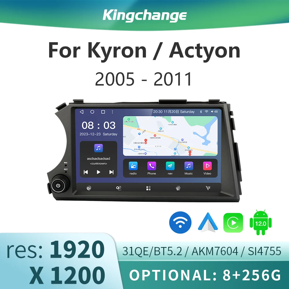 

Автомагнитола Kingchange, 8 дюймов, Android, видеоплеер для Ssangyong Kyron Actyon 2005-2011 CarPlay, автостерео, DSP, BT, SWC, GPS