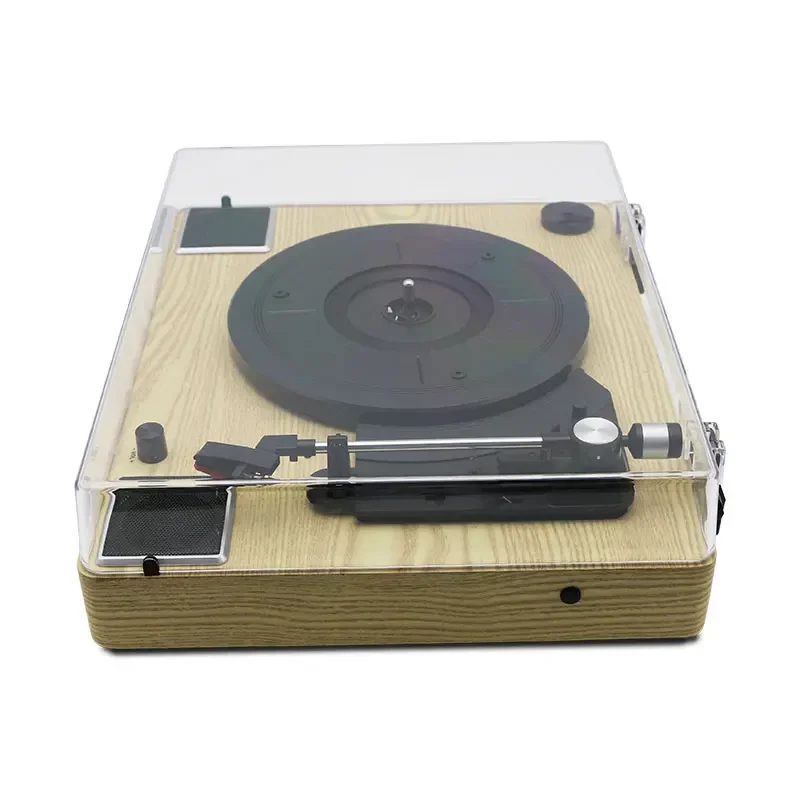 

Latest 2024 model high end multifunctional wooden desktop retro vinyl record player turntable with built-in stereo speaker