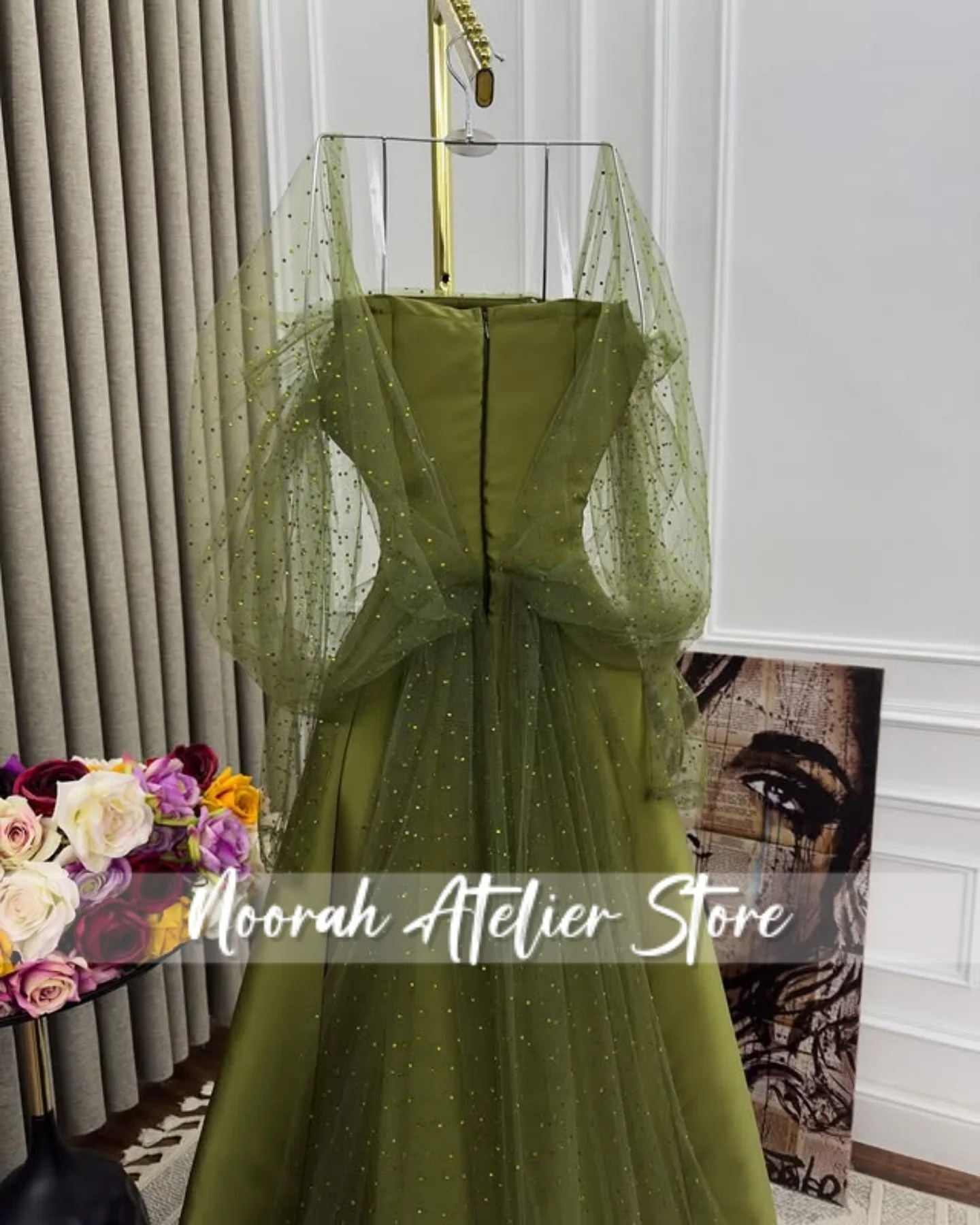 Groene Lange Illusie Mouwen Dubai Avondjurk 2025 Aline trouwjurk Galajurk فسات dare namiة voor speciale gelegenheden Op maat