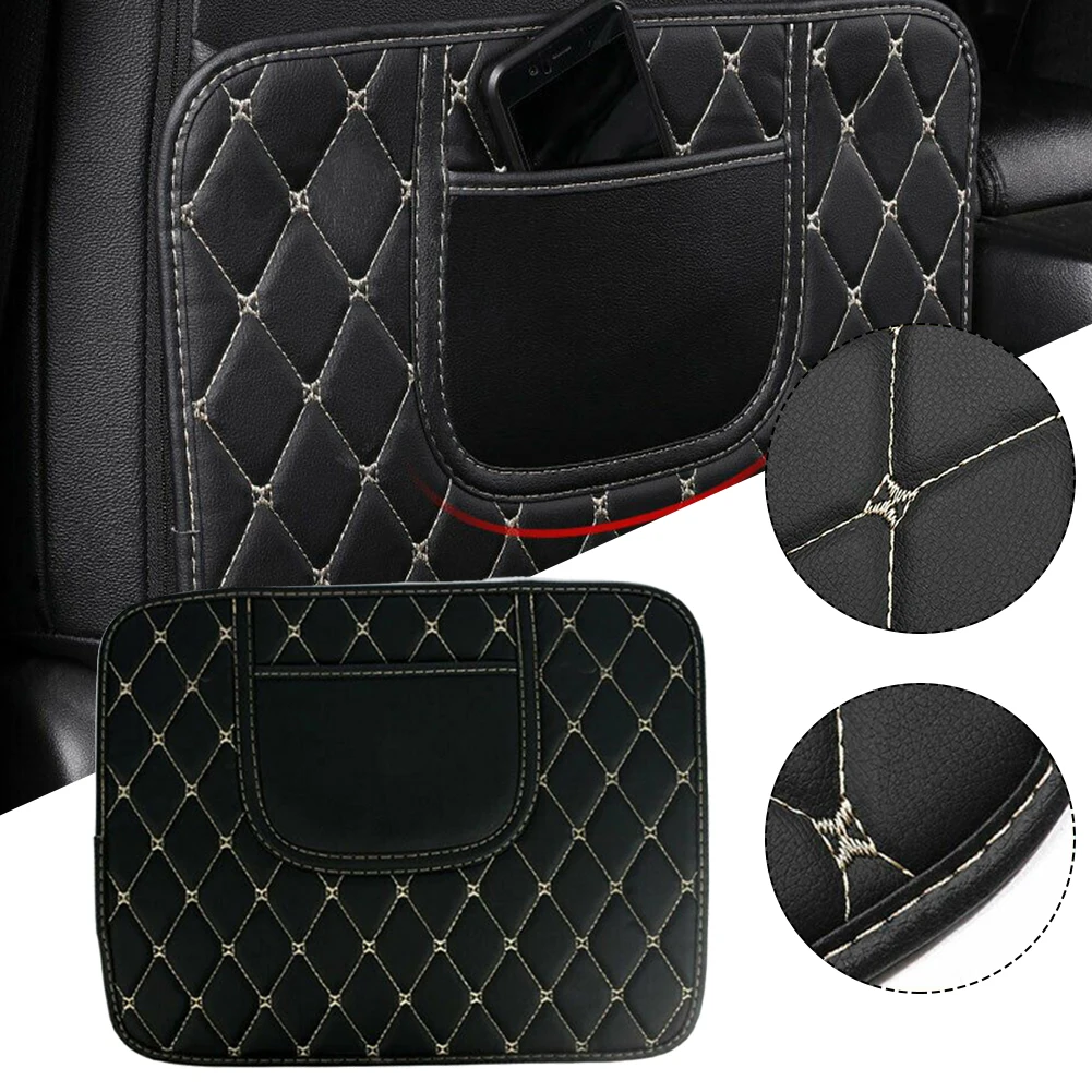 PU Leather Car Anti-Kick Mats Auto Seat Back Protector Cover Half-Size Black Car Back Seat Organizer Interior Accessories