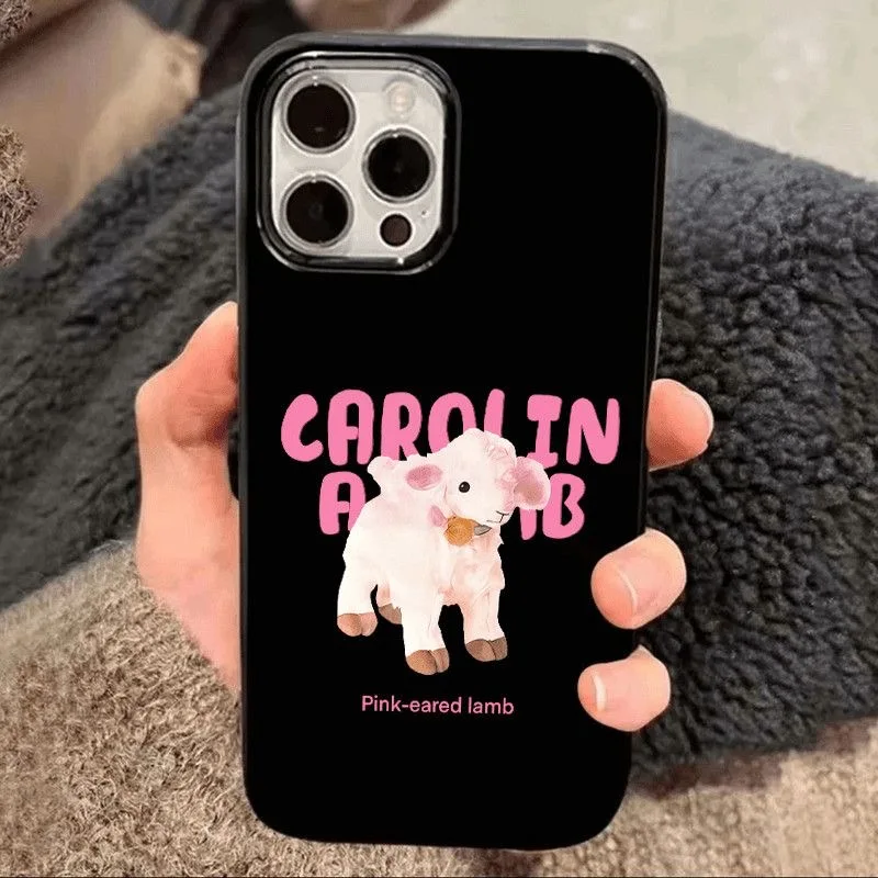 Capa de telefone de ovelha dos desenhos animados para iPhone, Capa de silicone, Capa bonito para iPhone 15 Pro Max, 14 Plus, 13 Mini, 11, 12, XR, XS, X, 7, 8, 6s
