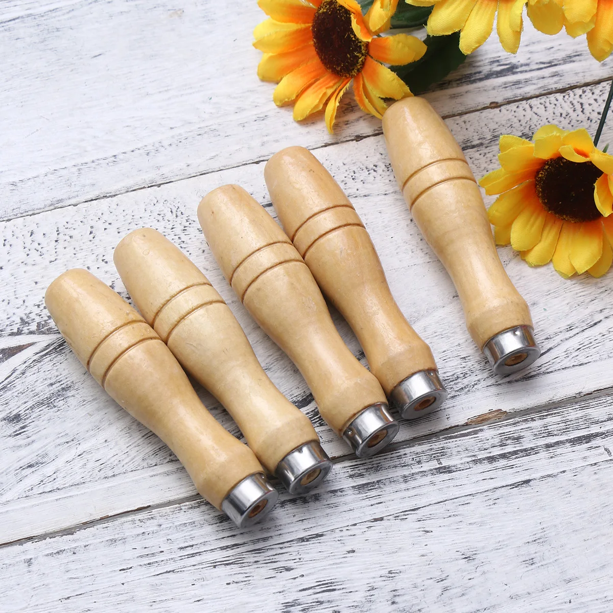 

5Pcs Wood Handle File Cutting Tool Comfortable Ergonomic Grip Impact Resistant for Wood Metal Rasps Hand Files 4.8mm Inner Hole