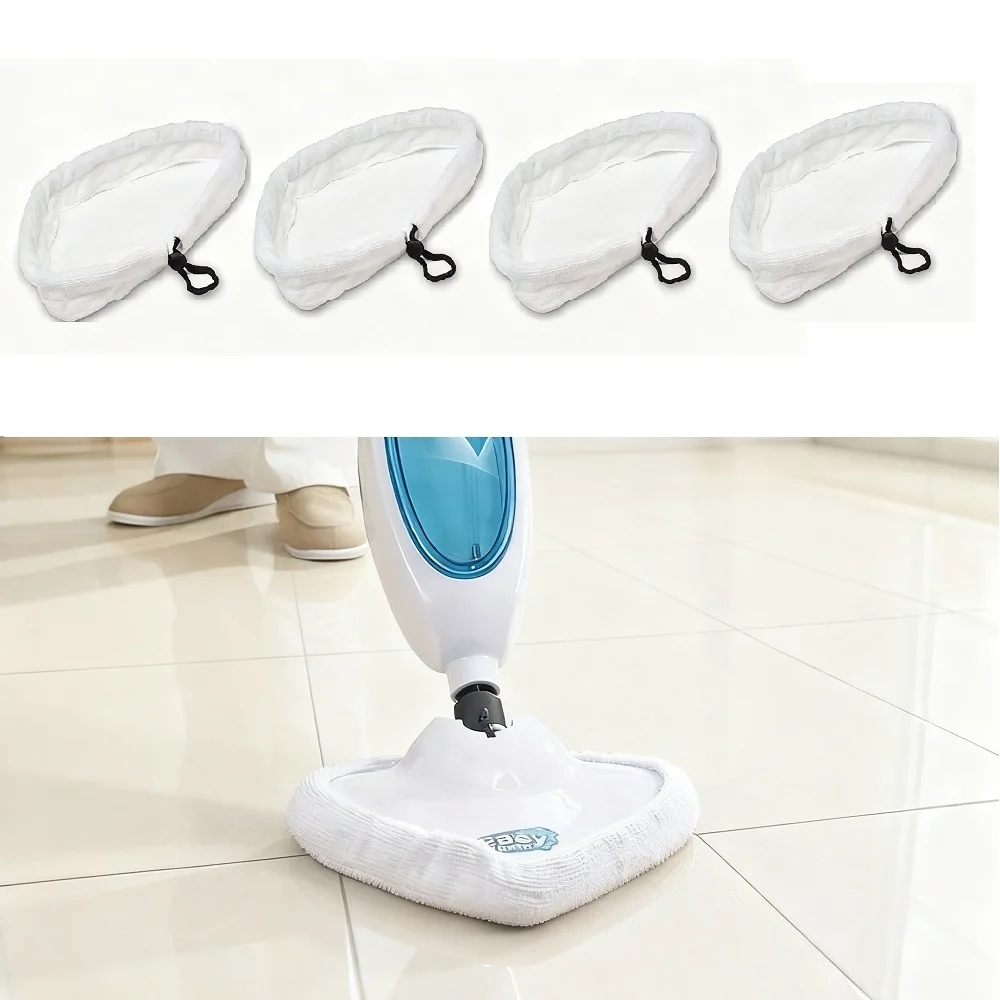4PCS Microfibre Cloth Cleaning Pad with Rope For Steam Floor Mop Super Absorbent Washable Reusable Steamer Cleaner Accessories
