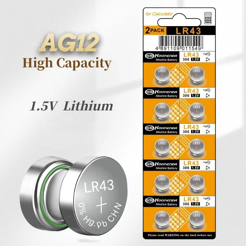 100/200Pcs AG12  1.55V L1142  LR43  301  386 Lithium Batteries Environmental Protection Button Battery for Watch