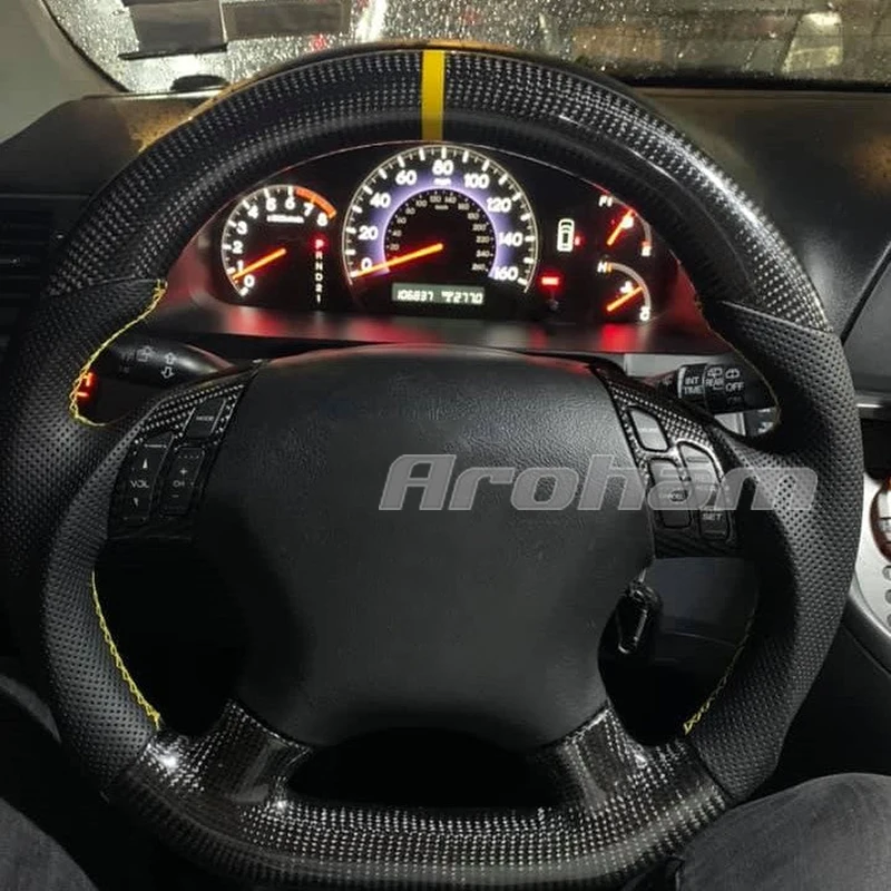 Carbon Fiber Steering Wheel With Perforated Leather Customized For Honda Accord 7th Generation 2003 2004 2005 2006 2007