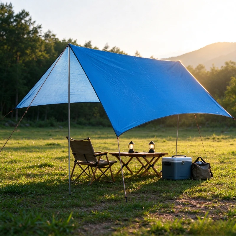 Oversized Outdoor Pole‑Supported Canopy Tent, Sun‑Shade Rainproof Shelter with Moisture‑Proof Floor Mat for Beach Fishing Picnic