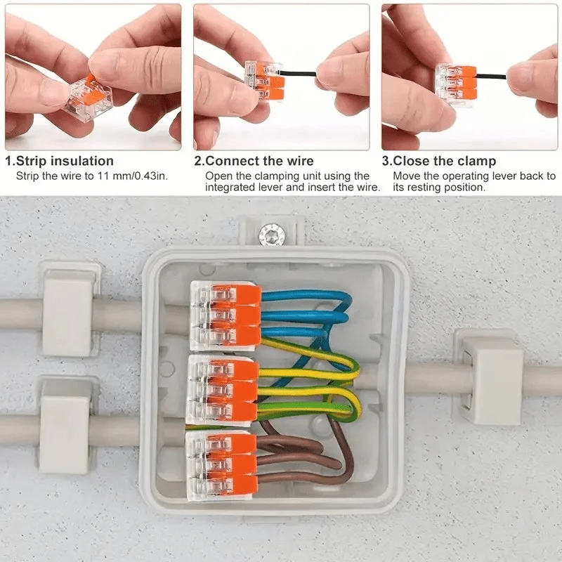 Universelle orange Schnellsteckklemmen mit 2/3/4/5 Ports, Steckverbinder für elektrische Geräte, Kabelverbinder-Klemmen 250V/32A Schnellsteckverbinder Industrielle Elektro-Zubehör Werkzeuglose Klemmen Elektrische Verbi – Detail 10