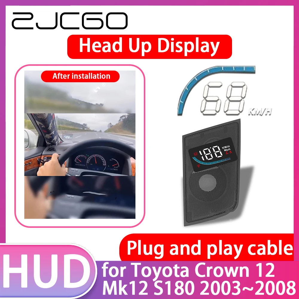 ZJCGO Car Special Hidden HUD Head Up Display Speedometer Speed Projector Alarm for Toyota Crown 12 Mk12 S180 2003~2008