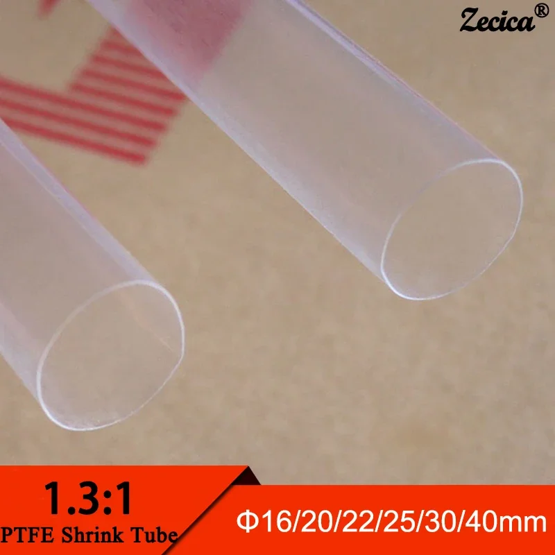 

1m PTFE Plastic Heat Shrink Tube Diameter 16mm ~ 40mm FEP F46 1.3:1 Shrinkage Ratio 200Deg.C High Temperature 600V Translucent