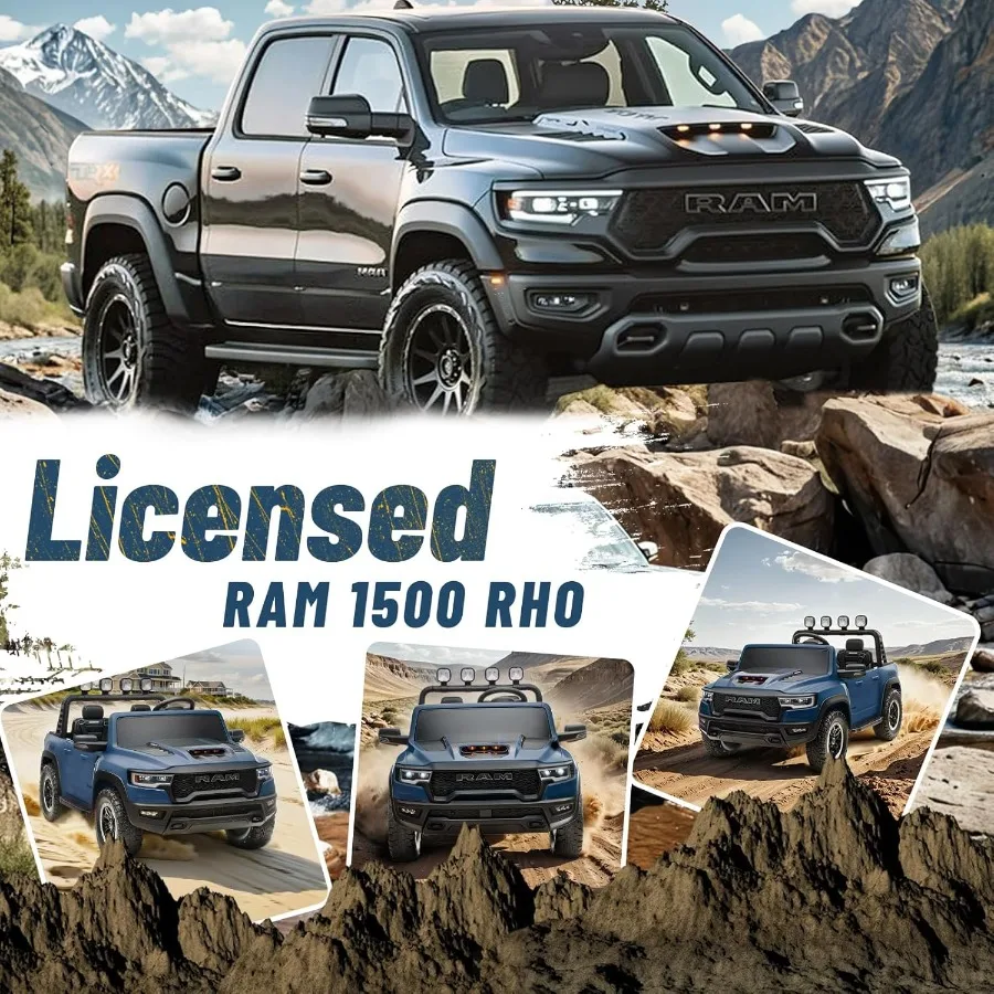 سيارة كهربائية لـ Ram 1500 RHO 24V مرخصة على ألعاب للبطارية الكبيرة التي تعمل بجهاز التحكم عن بعد الوالدين ضوء LED/الموسيقى/MP3