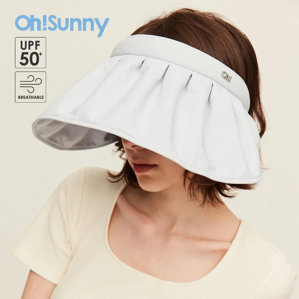 

OhSunny Shell Shape Sunhats for Women Summer Fashion Sunscreen Empty Top Big Brim Anti-UV UPF50+ Sun Protection Beach Hat