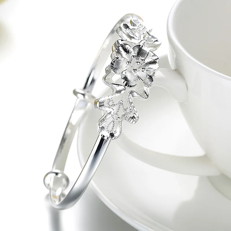 925 Sterling Silver Bracelet For Women men Fashion Wedding Party Cute Lady Handmade weaving Jewelry adjustable Flowing lines