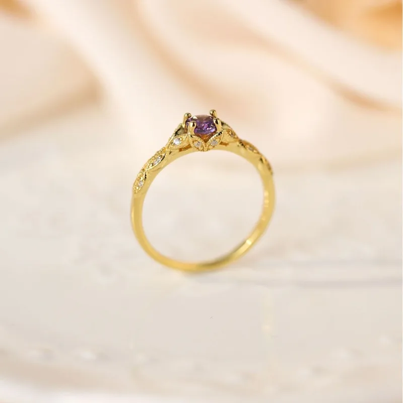 خاتم نسائي من الفضة الإسترليني S925 فاخر من الزركون الجمشت، خاتم أحجار كريمة على الموضة الأوروبية والأمريكية البسيطة