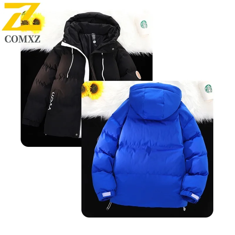 COMXZ Giacca da uomo con cappuccio Giacca trapuntata innevata da viaggio leggera coreana alla moda 2025 Cappotto imbottito caldo di alta qualità per esterni