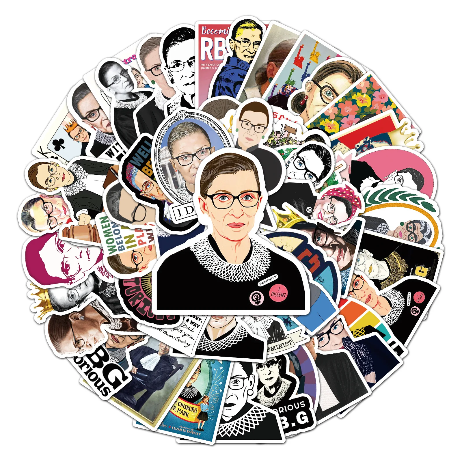 51 قطعة من ملصقات RBG ملصقات كرتونية إبداعية للأمتعة والسكوتر والثلاجة والقرطاسية