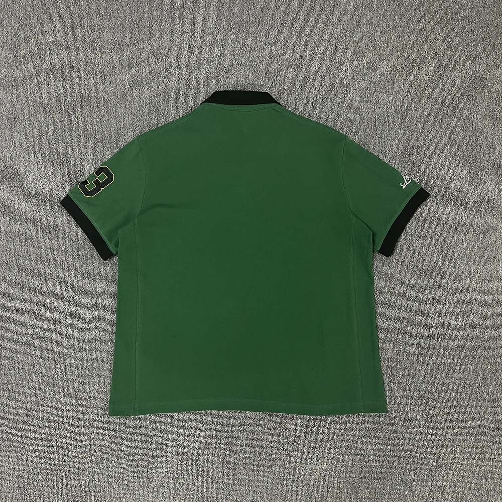 SY-198 Unisex Cotton Double short-Sleeve T-Shirt, Tracksuit Pants & Hoodie Set - Comfortable, LONDON POLO SHIRT- GREEN