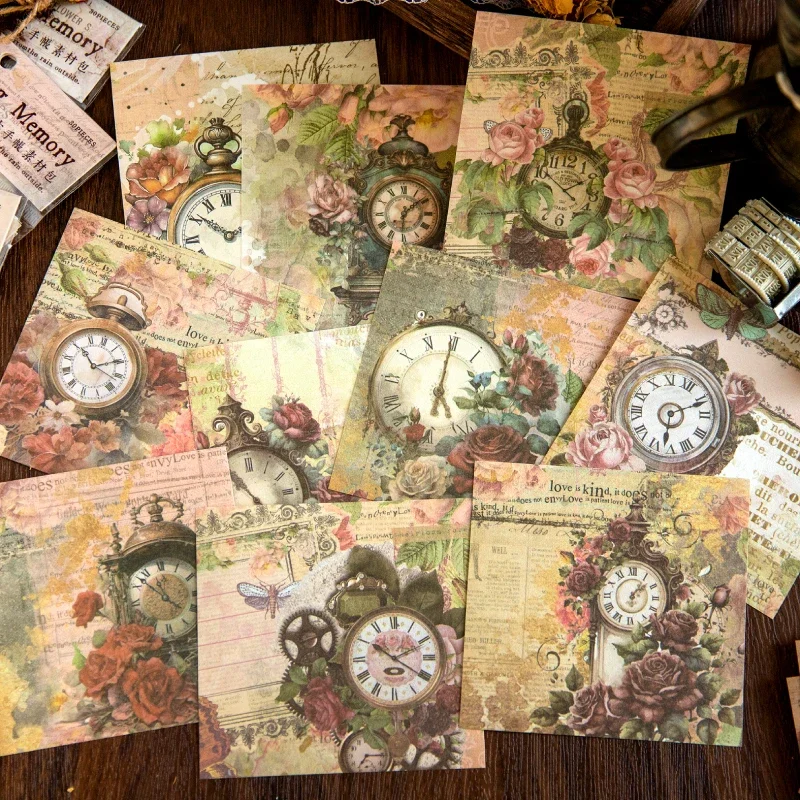 30Pcs Vintage Journal Supplies Pack Faded Memory Series 8 Styles DIY Collage Decoration Paper Vintage Stickers