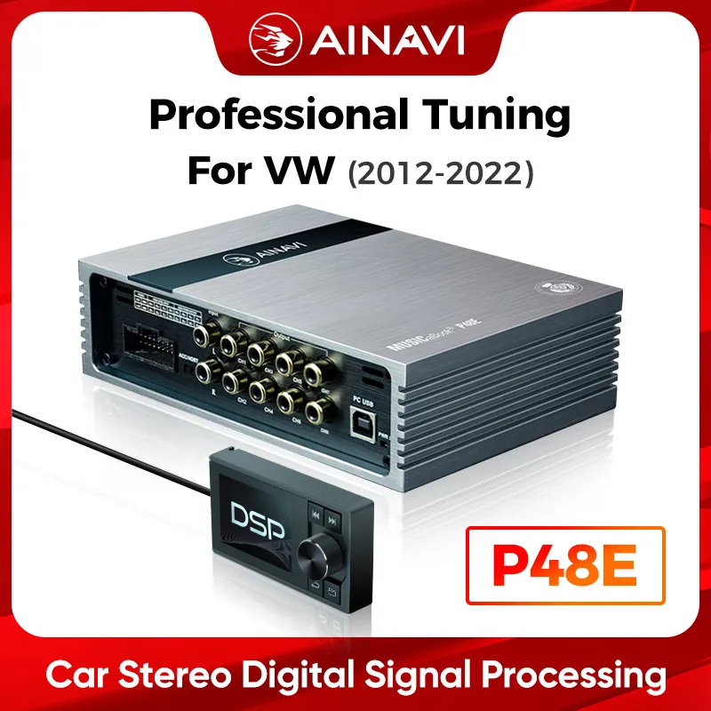 Ainavi P48E Car DSP For VW Volkswagen MQB Digital Signal Processor Car Amplifier Equalizer 8-Channel Output 4-Channel Input