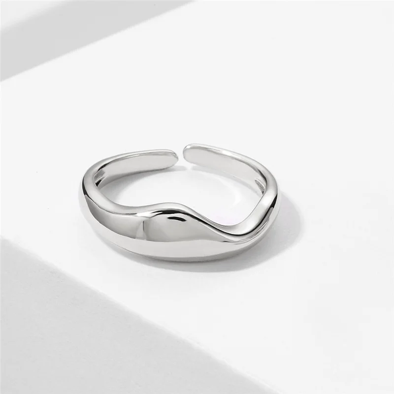 Gold Silver Color Irregular Wave Rings Trendy Simple Geometric Handmade Jewelry for Women Couple Adjustable Ring Wedding