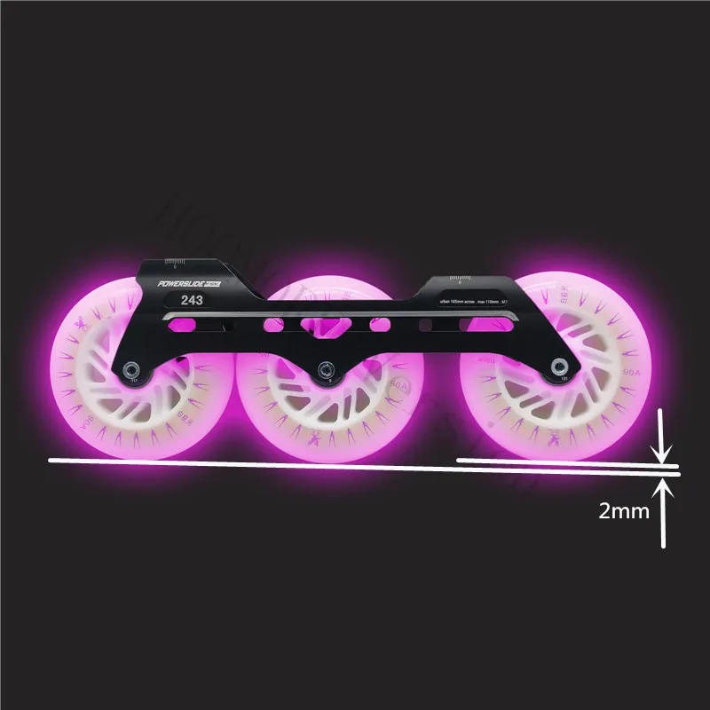 Inline skate base velocidade rolo balançou quadro led 110mm rodas 90a ps 3x110mm assimétrico chassi banana 243mm flash roda