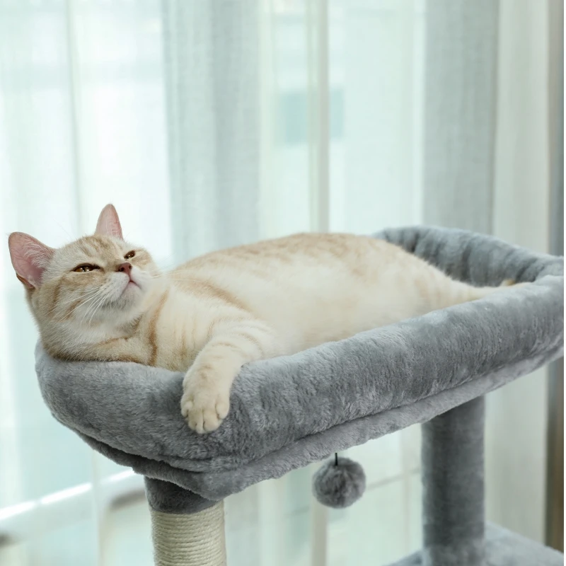 Cat Tree For Large Cats Adult With Super Large Top Perch, Cat Tower For Large Cats With Plush Hammock, Cat Shelves And Dangling