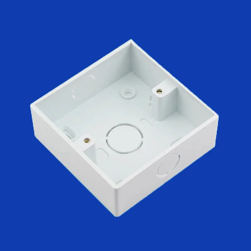 Caja de conexiones inferior abierta montada en superficie de pared tipo 86, caja de conexiones de PVC montada en la pared de 86x86x32mm, 1 unidad, color blanco