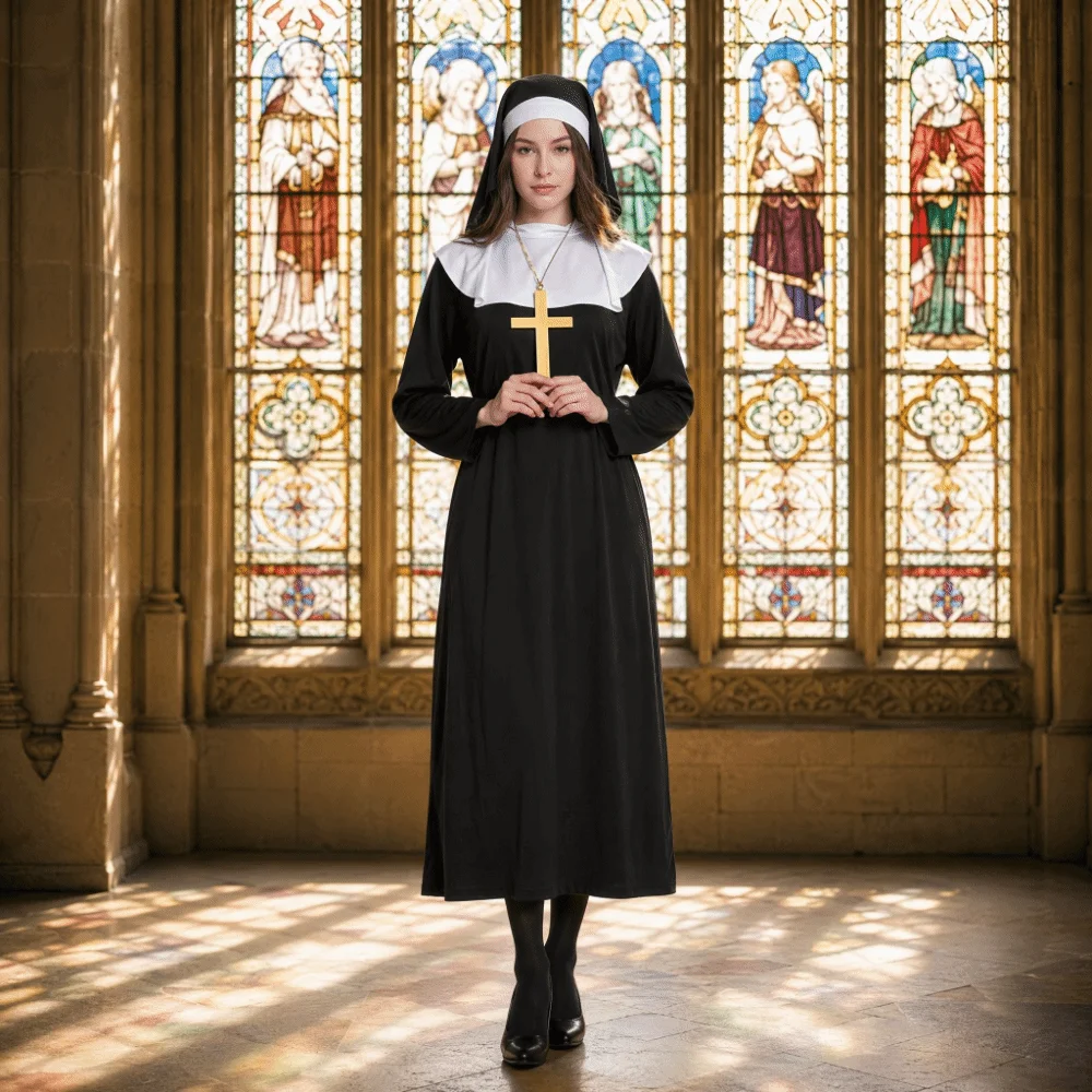Full Length Virgin Mary Costume Vintage Style Retro Design Long Robe Costume Long Dress Fancy Dress Religious Cosplay Outfit