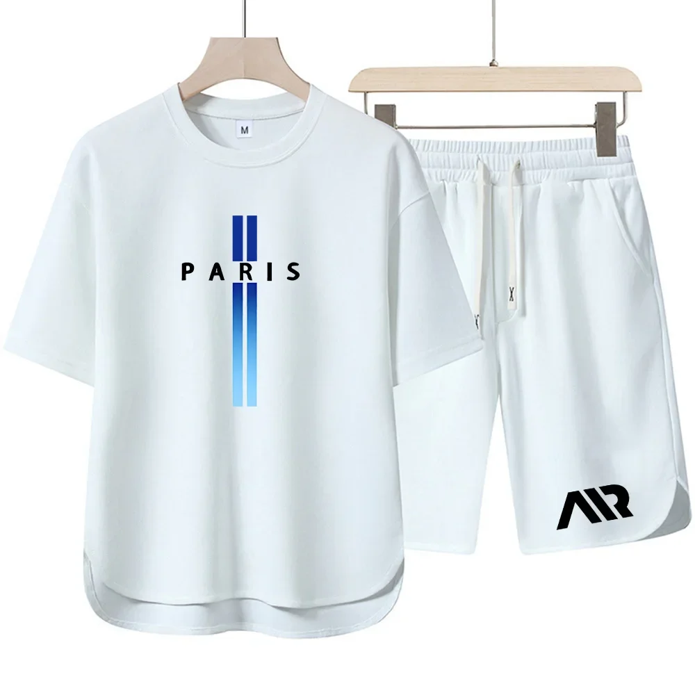 

Minimalist Streetwear PARIS Vertical Print T-Shirt & Shorts Set, Unisex, Breathable, Sporty & Versatile