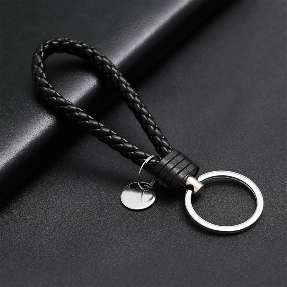 PU Leather Woven Rope Keychain For Men Women Car Key Holder DIY Handbag Ornaments Trinket Keyring Accessories Gift