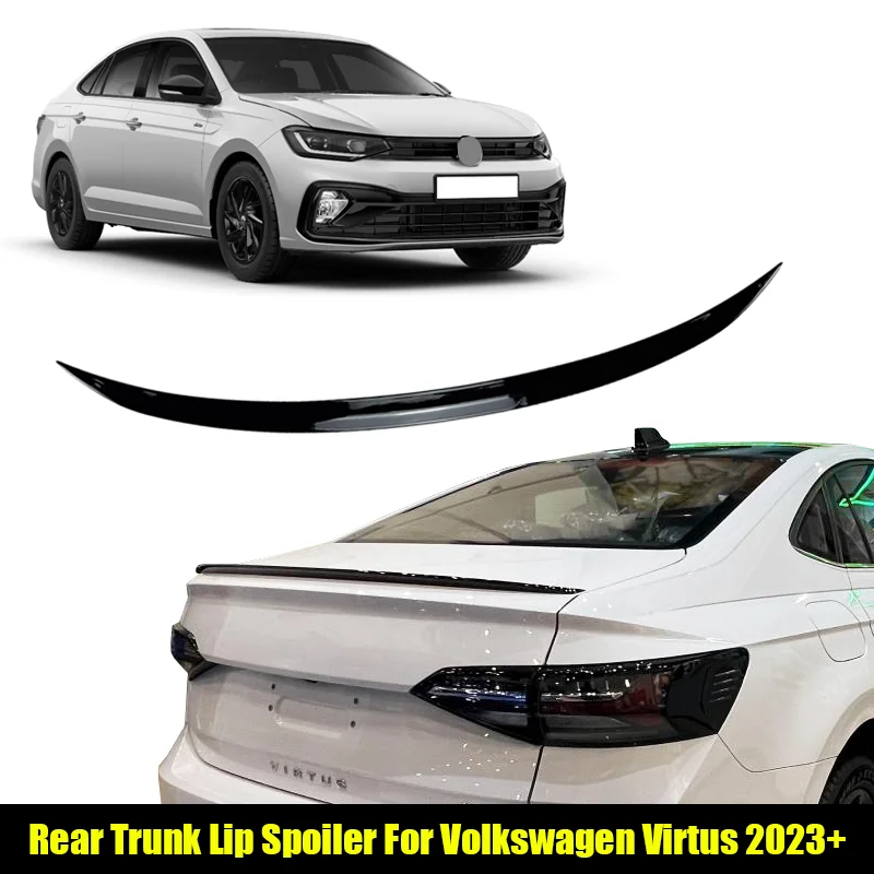 Spoiler traseiro do porta-malas do carro para volkswagen vw acessórios virtus viptus 2023 + 121cm preto brilhante boot lábio tampa asa bodykit