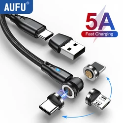 AUFU-Cable magnético USB C a tipo C, cargador de carga rápida, 60W, PD, 2M, para Macbook, portátil, iPhone, Samsung