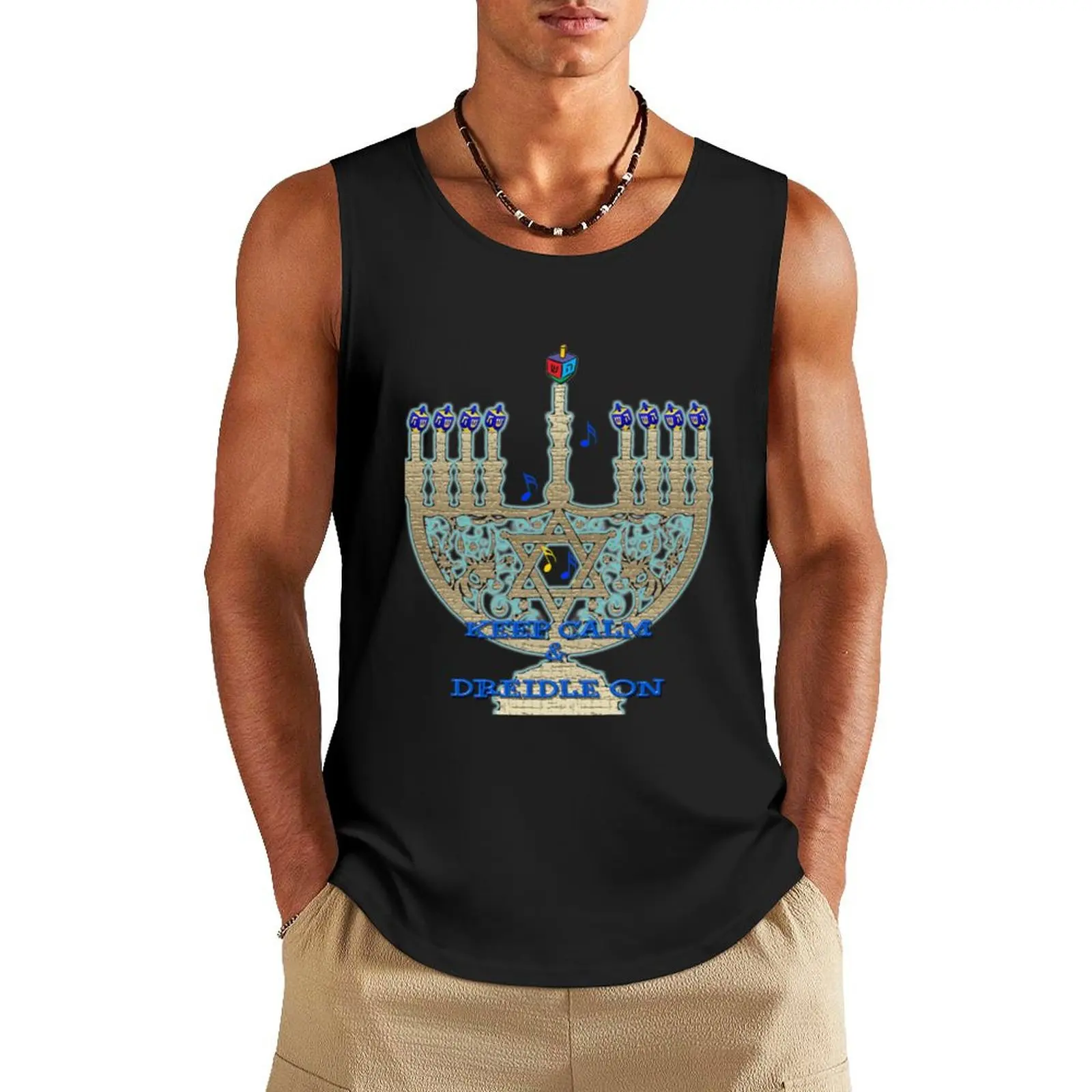 

Keep Calm and Dreidle On Tank Top T-shirt male Top summer Men's t-shirt