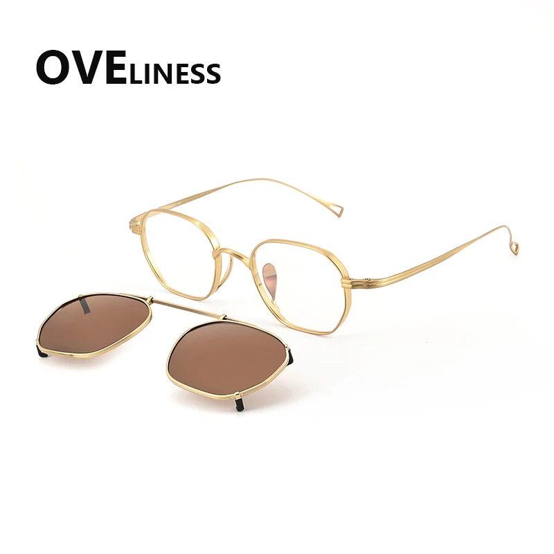 

Pure titanium square Eyeglasses frame men women Brand designer Polarized Magnet Clip glasses frame sunglasses Eyewear spectacles