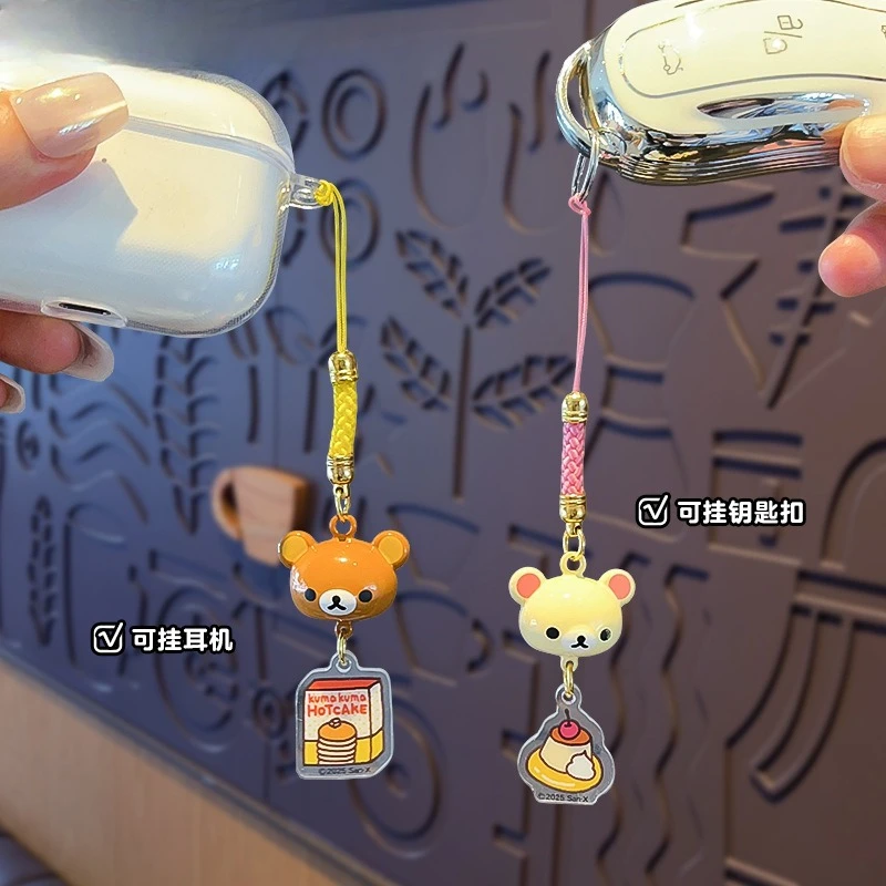 New Rilakkuma mobile phone lanyard creative new couple key chain high color value student pen bag earphone exquisite pendant view 3