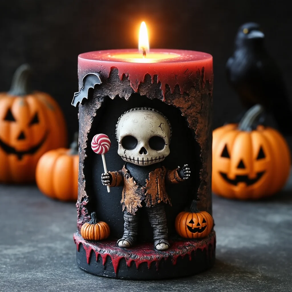 Eine kreative Halloween-Kerzenform mit Totenkopf-Motiv aus Silikon, exklusiver dunkler Stil! Shabby Skull Style